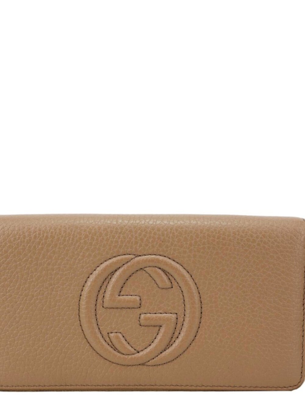 Gucci Soho Zip Around Pebbled Calfskin Leather Wallet Nude 598187